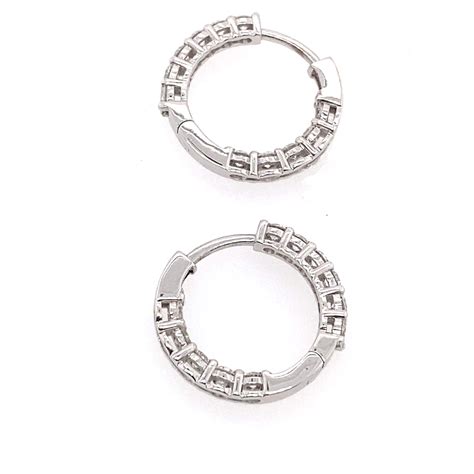 Diamond Hoop Earrings Set With 11 Diamonds In Each Earring In 18ct White Gold For Sale At 1stdibs