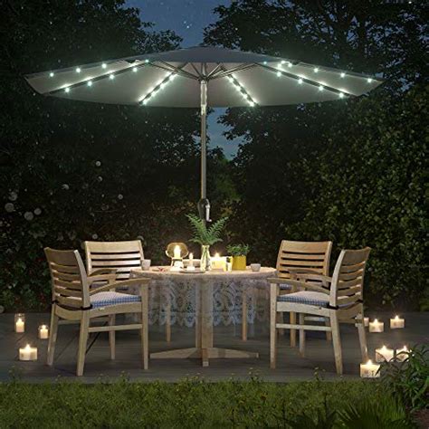 SONGMICS Parasol met LED verlichting op zonne energie tuinparasol Ø