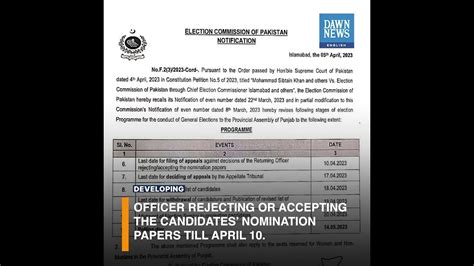 Ecp Issues Revised Schedule For Punjab Polls Developing Dawn News