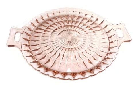 Pink Windsor Diamond Sandwich Plate Depression Glass By Jeannette Glass