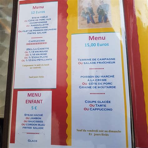 Menu Au Caf Du Mus E De La Douane Hestrud Rue De Beaumont