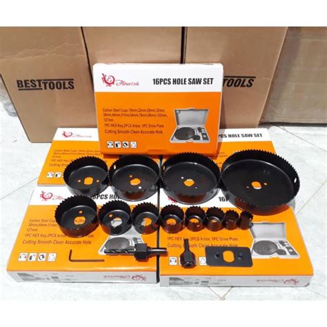 Holesaw Set Pcs Bison Mata Bor Hole Saw Jumbo Set Lengkap Mm