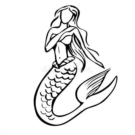 Mermaid Black And White Drawing