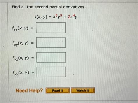 Solved Find All The Second Partial Derivatives