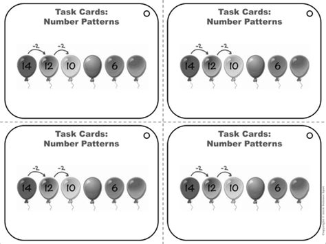 Number Patterns Task Cards Teaching Resources