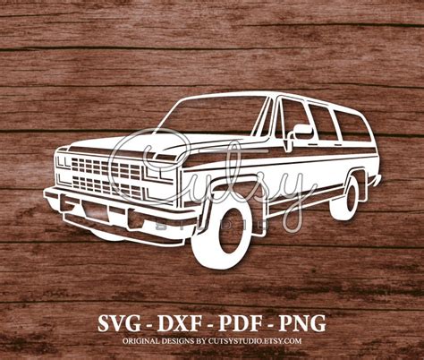 SVG Chevrolet Suburban Silhouette Cut Files Designs, Clip Art, Paper, Craft, Laser, Cricut, Scan ...