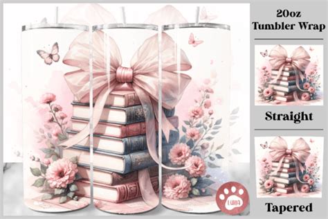 Books Bow Coquette Tumbler Wrap Graphic By Luna Art Design Creative