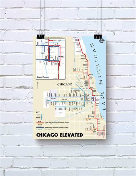 Chicago L map print, 1921 – 53 Studio