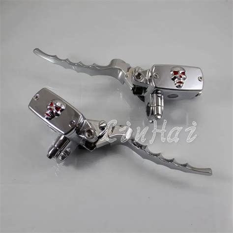 New Mm Chrome Skull Hand Control Reservoir Brake Clutch Levers For