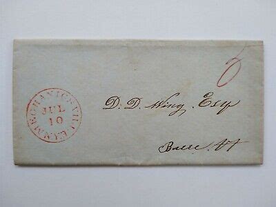 New York Mechanicsville 1849 Stampless Cover Red CDS 5c Rate To