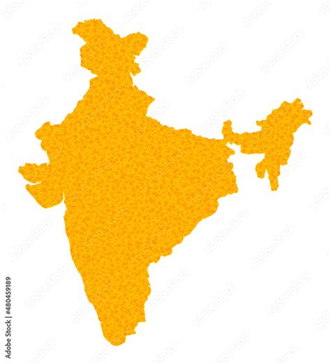 Vector Gold Map Of India Map Of India Is Isolated On A White