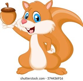 Cute Squirrel Holding Nut Stock Vector Royalty Free 374436916