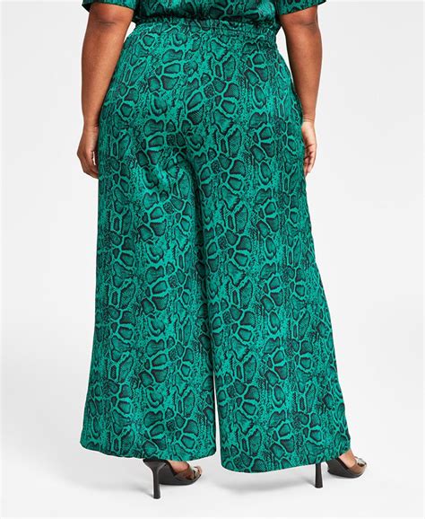 Nina Parker Trendy Plus Size Printed Satin Wide Leg Pants And Reviews