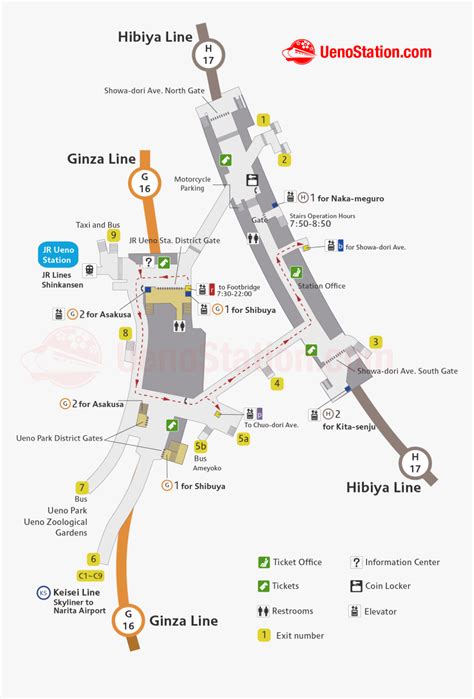 Ueno Subway Station Map - Map, HD Png Download - kindpng