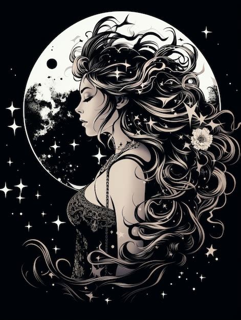 Premium Ai Image Moon Witch In A Night Illustration