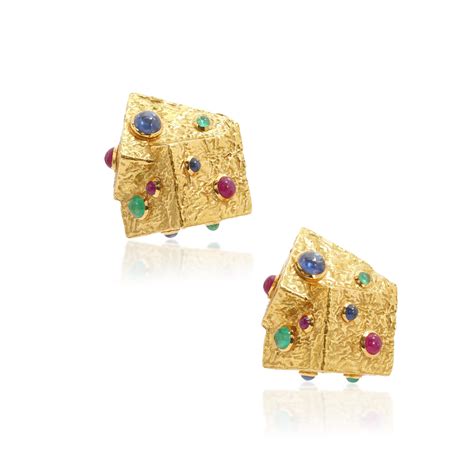 Pair Of Gold And Gem Set Ear Clips Iconic Jewels Her Sense Of Style Jewelry Sotheby S