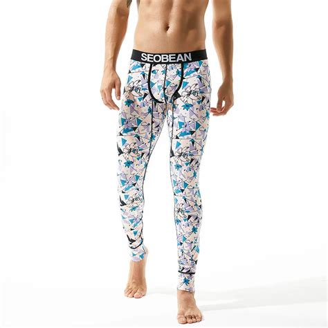 Hot Winter Men Fashion Sexy Long Johns Cotton Thermal Underwear Printed