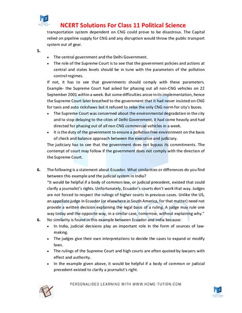 Ncert Solutions For Class 11 Political Science Chapter 6 Judiciary