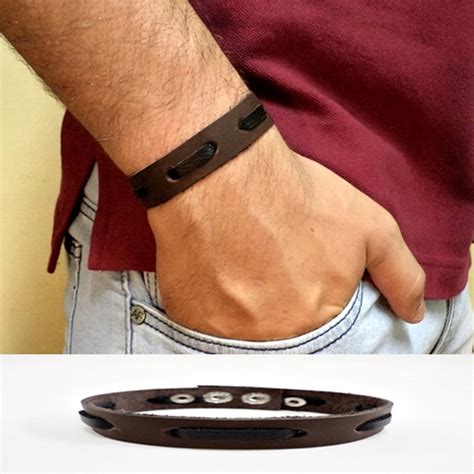 PULSEIRA MASCULINA COURO PRESSÃO 011 10 Elo7