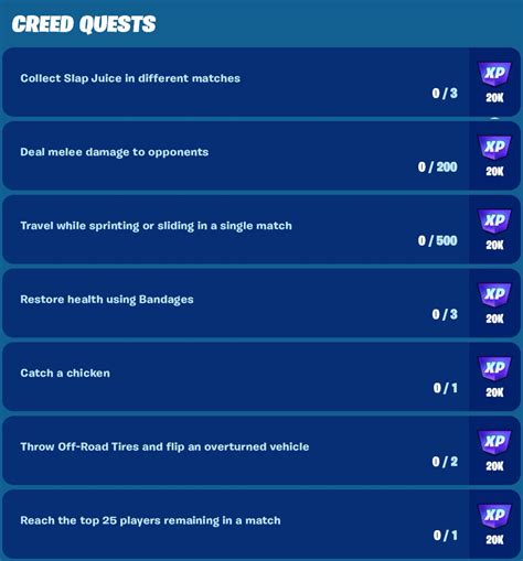 Fnassist On Twitter The Fortnite X Creed Quests Are Now Live Xp