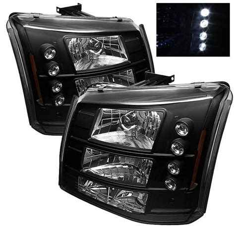 Chevrolet Silverado Spyder Led Crystal Headlights Black Cs