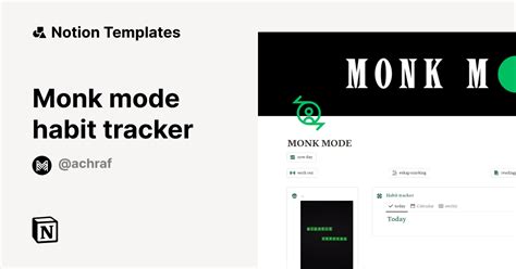 Monk Mode Habit Tracker Template By Monaliva Notion Marketplace