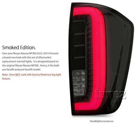 Smoked Led Tail Rear Lamp Lights For Nissan Navara Np D