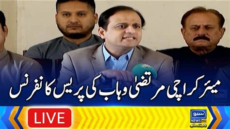 LIVE Mayor Karachi Murtaza Wahab Press Conference Suno News HD