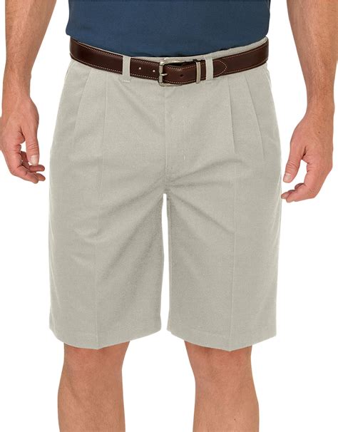 Mens Khaki Shorts Pleated Relaxed Fit Dickies