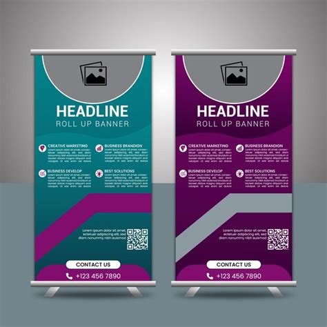 Roll Up Banner Design Vorlage Premium Vektor