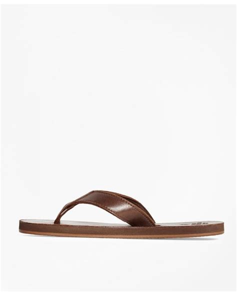 Brooks Brothers Leather Flip Flops In Dark Brown Brown For Men Lyst