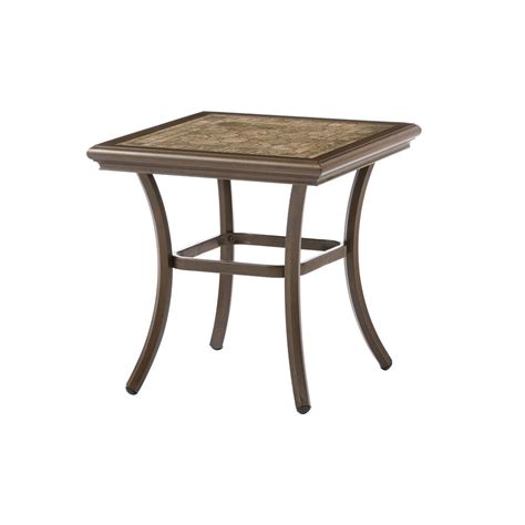 Hampton Bay Alveranda Square Metal Outdoor Accent Table HD17512 The