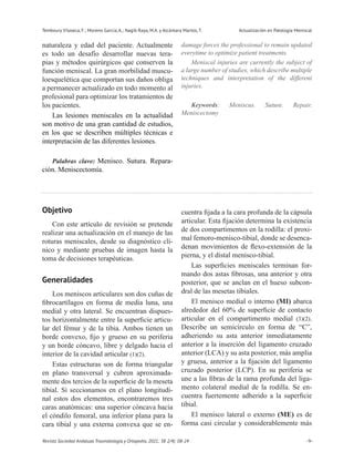 REVISTA SATO Actualización en patología meniscal pdf