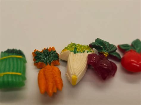 Vintage Buttons 5 Collector Early Plastic Assorted Vegetables Kiddy