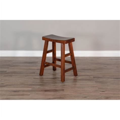 Sunny Designs Saddle Seat Transitional Mahogany Wood Stool In Dark