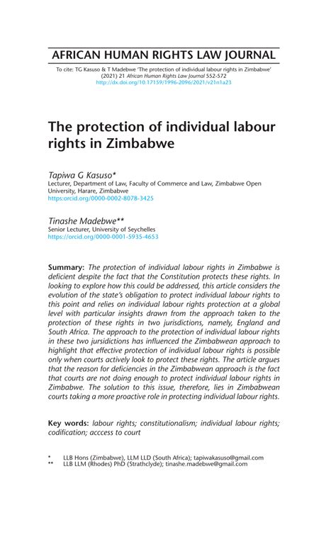 Pdf African Human Rights Law Journal The Protection Of Individual