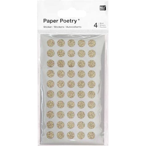 Paper Poetry Sticker Kreise Glitter Gold Blatt