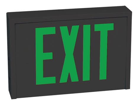 Steel Exit Sign Green Led Black Housing