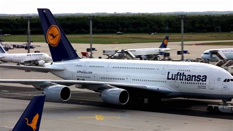 Lufthansa Airbus A380 D Aima Taxi At Frankfurtmain Airport Youtube