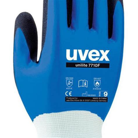 Uvex Unilite 7710f Safety Gloves Pack Of 10 Blue Uv08437 Gloves