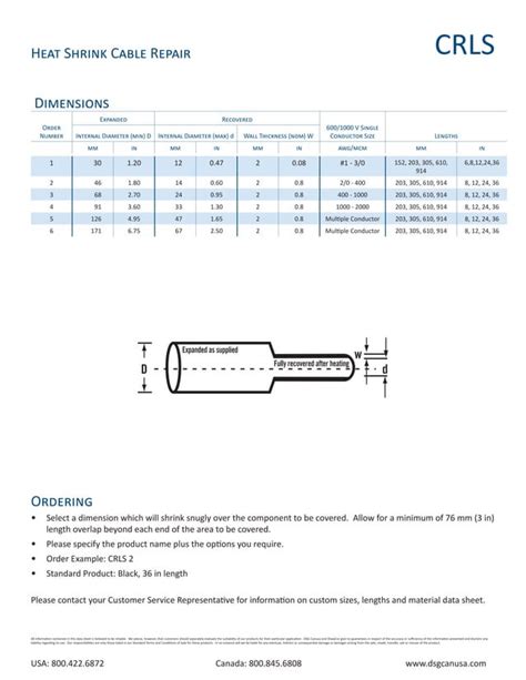 Dsg Canusa Heat Shrink Cable Repair Sleeves Rail Less Pdf