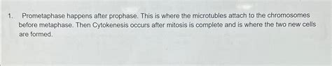 Solved Prometaphase happens after prophase. This is where | Chegg.com