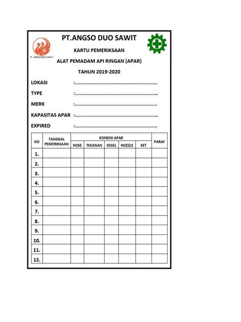 Kartu Cek Apar Pdf