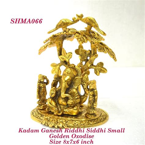 Aluminium Oval Kadam Ganeshawith Riddhi Siddhi GLOX Home Size 8x7x6