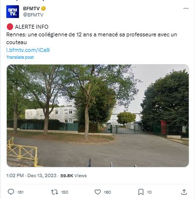 Rennes Une Collegienne Menace Sa Professeure Avec Un Couteau Sur