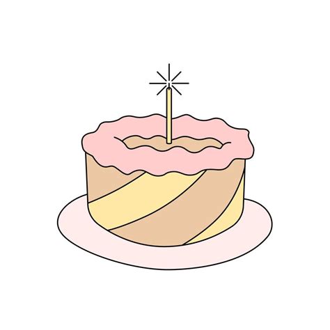 Cute cartoon cake. Colorful vector illustration isolated on white background. Cake symbol for ...