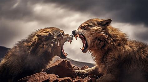 Lion Vs Wolf Fight