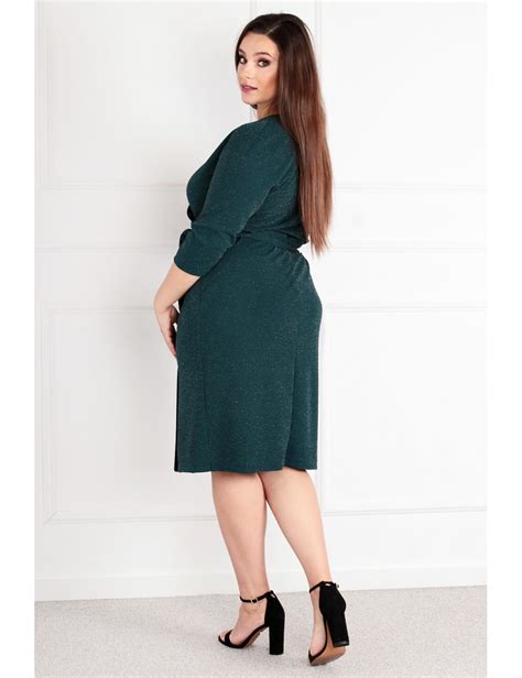 Szlafrokowa Sukienka Plus Size Voxi SHINE Midi Kolor Czerwony Kolor