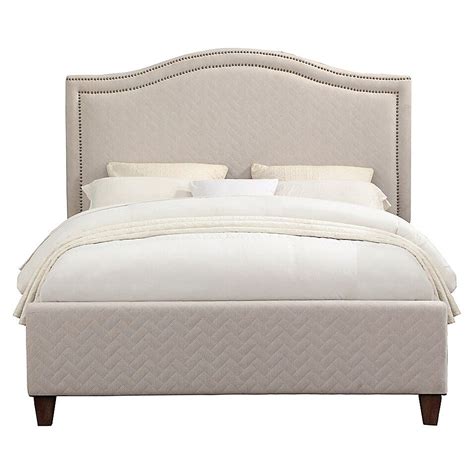 Pulaski Camelback Queen Quilted Upholstered Linen Platform Bed Off