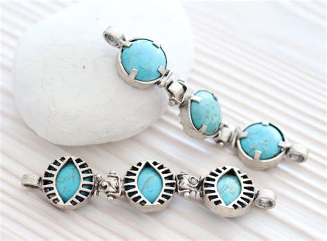 Turquoise Pendant Connector Gemstone Connector Bracelet Connector